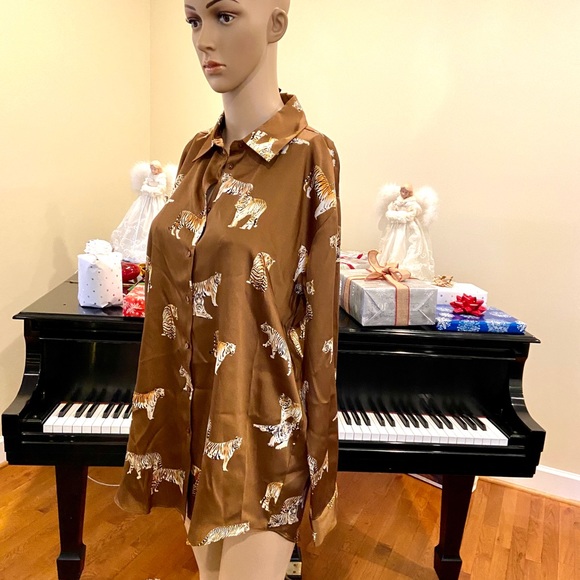 NWT Zara retro animal print satin blouse/top - Picture 15 of 16